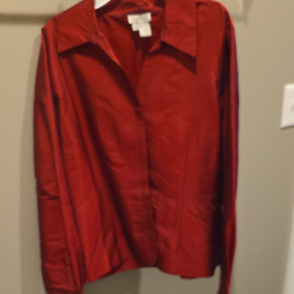 Allison Taylor Rich Burgundy Silk Blouse